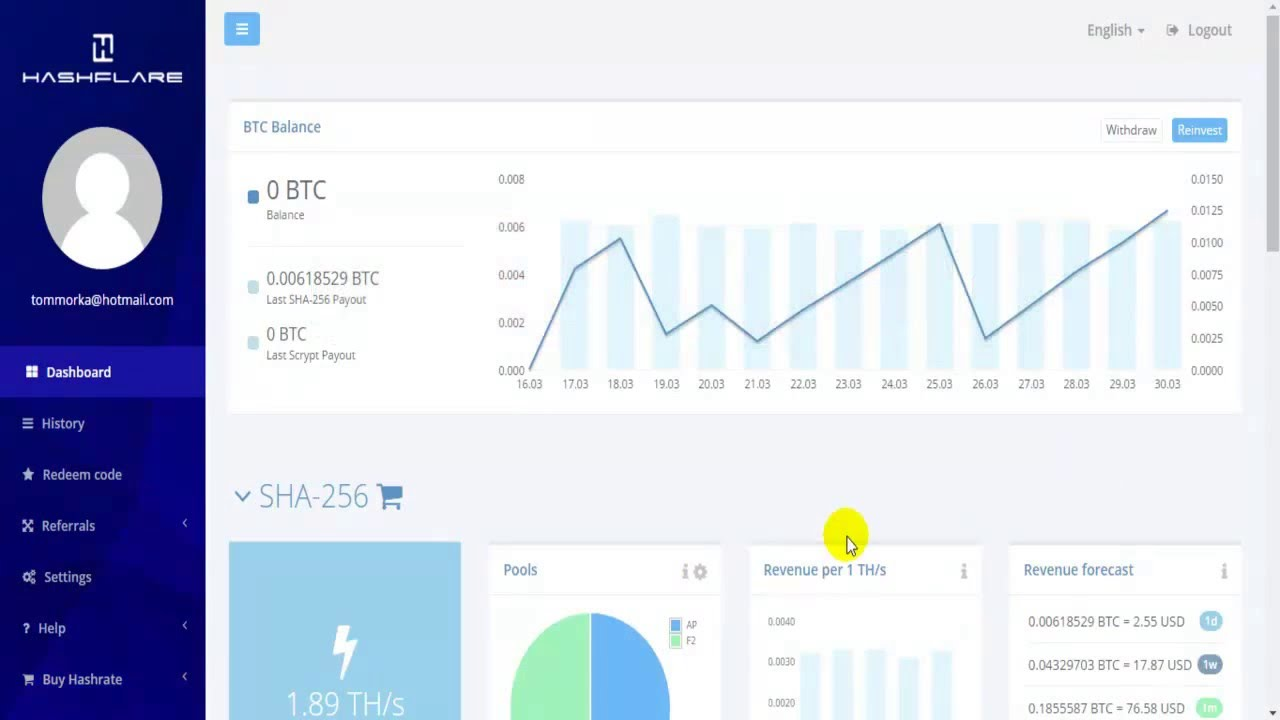 Hashflare Interface